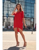 Oversize V-neck dress, red 3753 - Online store - Boutique